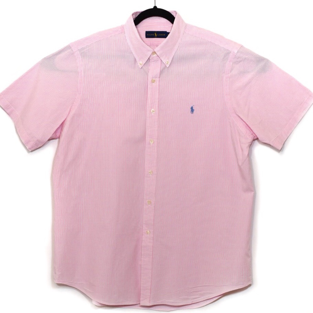 Ralph Lauren Polo  Pink and White Linen  Shirt XL